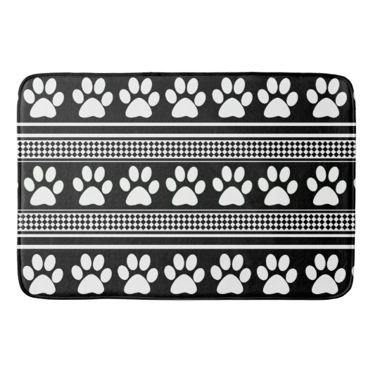 Zwarte witte poot print patroon grote badmat (Voorkant)
