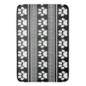 Zwarte witte poot print patroon grote badmat (Voorkant Verticaal)