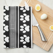 Zwarte witte poot print patroon keukenhanddoek (Quarter Fold)
