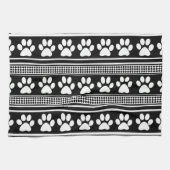 Zwarte witte poot print patroon keukenhanddoek (Horizontaal)