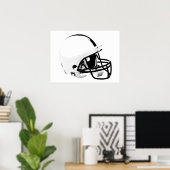 Zwarte witte Pop Art Football Helmet Poster (Thuiskantoor)