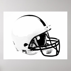 Zwarte witte Pop Art Football Helmet Poster