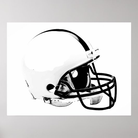 Zwarte witte Pop Art Football Helmet Poster (Voorkant)