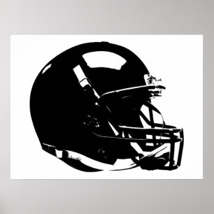 Zwarte witte Pop Art Football Helmet Poster