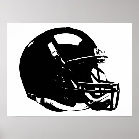 Zwarte witte Pop Art Football Helmet Poster (Voorkant)