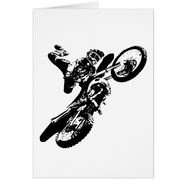 Zwarte witte Pop Art Motocross Motorcyle Sport (Voorkant)