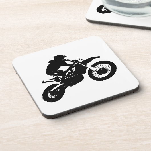 Zwarte witte Pop Art Motocross Motorcyle Sport Bier Onderzetter (Linkerzijde)