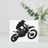 Zwarte witte Pop Art Motocross Motorcyle Sport Briefkaart (Staand voorkant)