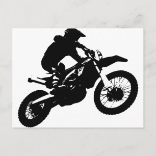 Zwarte witte Pop Art Motocross Motorcyle Sport Briefkaart
