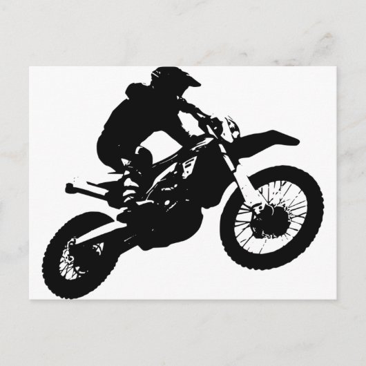 Zwarte witte Pop Art Motocross Motorcyle Sport Briefkaart (Voorkant)