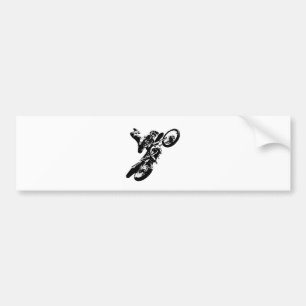 Zwarte witte Pop Art Motocross Motorcyle Sport Bumpersticker