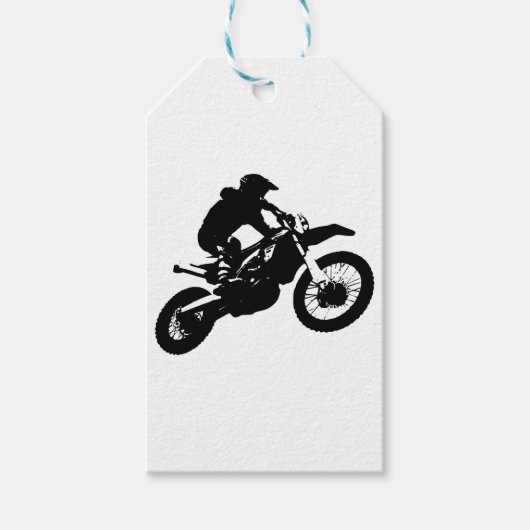 Zwarte witte Pop Art Motocross Motorcyle Sport Cadeaulabel (Voorkant)