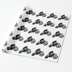 Zwarte witte Pop Art Motocross Motorcyle Sport Cadeaupapier