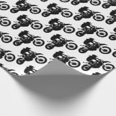 Zwarte witte Pop Art Motocross Motorcyle Sport Cadeaupapier (Hoek)