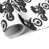 Zwarte witte Pop Art Motocross Motorcyle Sport Cadeaupapier (Rol Hoek)