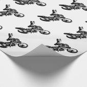 Zwarte witte Pop Art Motocross Motorcyle Sport Cadeaupapier (Hoek)