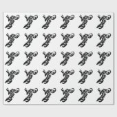 Zwarte witte Pop Art Motocross Motorcyle Sport Cadeaupapier (Vlak)