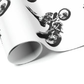 Zwarte witte Pop Art Motocross Motorcyle Sport Cadeaupapier (Rol Hoek)