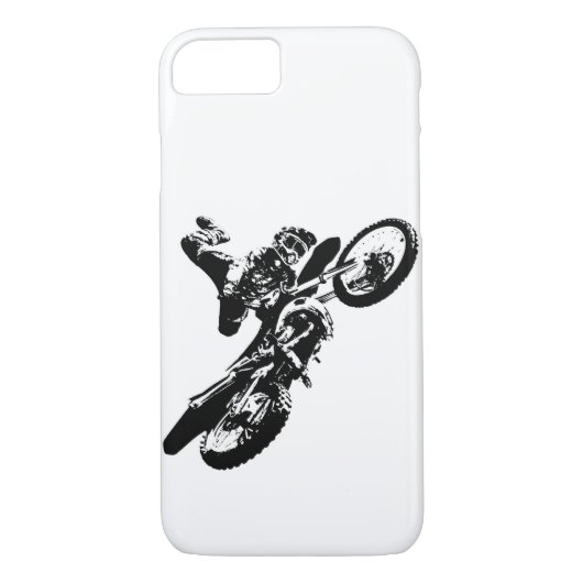 Zwarte witte Pop Art Motocross Motorcyle Sport Case-Mate iPhone Case (Achterkant)