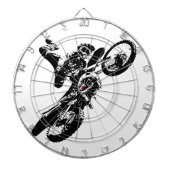 Zwarte witte Pop Art Motocross Motorcyle Sport Dartbord (Voorkant)