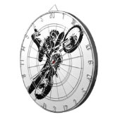 Zwarte witte Pop Art Motocross Motorcyle Sport Dartbord (Voorkant Rechts)