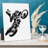 Zwarte witte Pop Art Motocross Motorcyle Sport Fotoplaat (Zijkant)