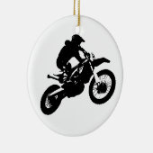 Zwarte witte Pop Art Motocross Motorcyle Sport Keramisch Ornament (Rechts)