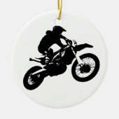 Zwarte witte Pop Art Motocross Motorcyle Sport Keramisch Ornament (Voorkant)