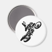Zwarte witte Pop Art Motocross Motorcyle Sport Magneet (Voorkant / Achterkant)