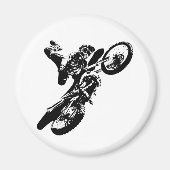 Zwarte witte Pop Art Motocross Motorcyle Sport Magneet (Voorkant)
