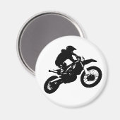 Zwarte witte Pop Art Motocross Motorcyle Sport Magneet (Voorkant / Achterkant)