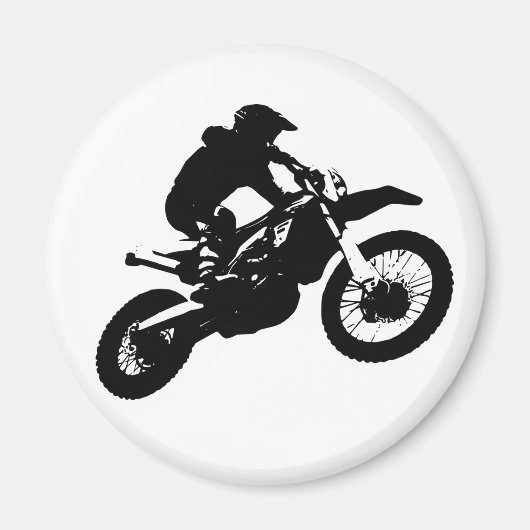 Zwarte witte Pop Art Motocross Motorcyle Sport Magneet (Voorkant)