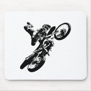 Zwarte witte Pop Art Motocross Motorcyle Sport Muismat