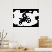 Zwarte witte Pop Art Motocross Motorcyle Sport Poster (Keuken)