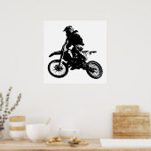 Zwarte witte Pop Art Motocross Motorcyle Sport Poster (Keuken)