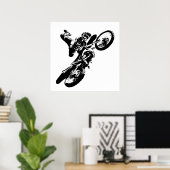 Zwarte witte Pop Art Motocross Motorcyle Sport Poster (Thuiskantoor)