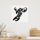 Zwarte witte Pop Art Motocross Motorcyle Sport Poster (Keuken)