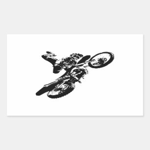 Zwarte witte Pop Art Motocross Motorcyle Sport Rechthoekige Sticker