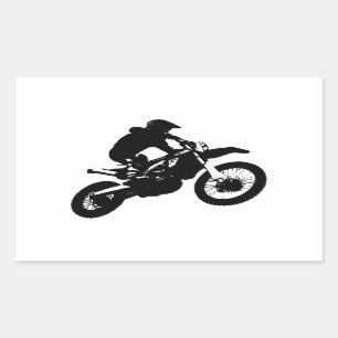 Zwarte witte Pop Art Motocross Motorcyle Sport Rechthoekige Sticker