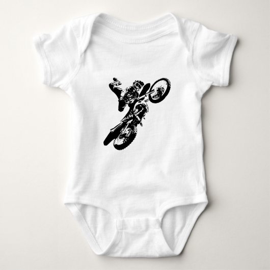 Zwarte witte Pop Art Motocross Motorcyle Sport Romper (Voorkant)