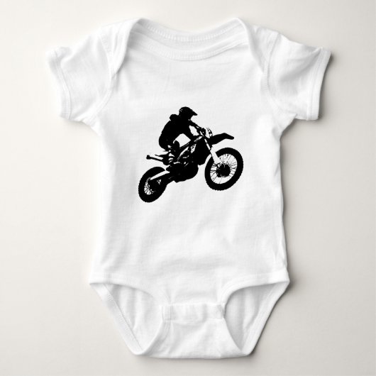 Zwarte witte Pop Art Motocross Motorcyle Sport Romper (Voorkant)