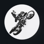 Zwarte witte Pop Art Motocross Motorcyle Sport Ronde Klok<br><div class="desc">Sport Digitaal bewerkte kunst - Motocross Poster print - College Pop Art - Computer Afbeeldingen - De enige manier om geweldig werk te doen is van wat je doet houden.</div>