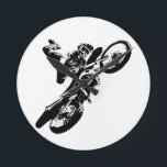 Zwarte witte Pop Art Motocross Motorcyle Sport Ronde Klok<br><div class="desc">Sport Digitaal bewerkte kunst - Motocross Poster print - College Pop Art - Computer Afbeeldingen - De enige manier om geweldig werk te doen is van wat je doet houden.</div>