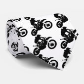 Zwarte witte Pop Art Motocross Motorcyle Sport Stropdas (Opgerold)