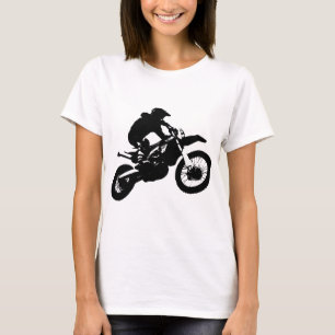 Zwarte witte Pop Art Motocross Motorcyle Sport T-shirt