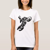 Zwarte witte Pop Art Motocross Motorcyle Sport T-shirt (Voorkant)