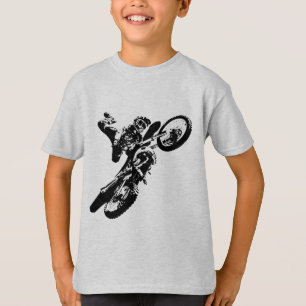 Zwarte witte Pop Art Motocross Motorcyle Sport T-shirt
