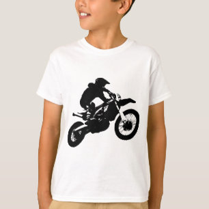 Zwarte witte Pop Art Motocross Motorcyle Sport T-shirt