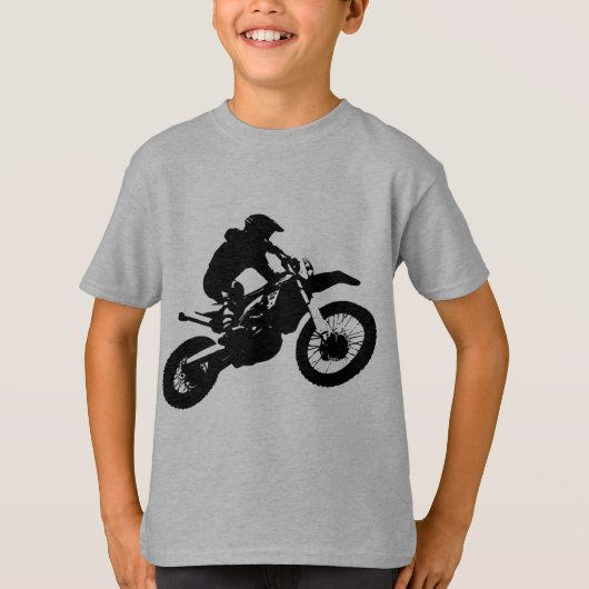 Zwarte witte Pop Art Motocross Motorcyle Sport T-shirt (Voorkant)
