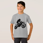 Zwarte witte Pop Art Motocross Motorcyle Sport T-shirt (Voorkant volledig)